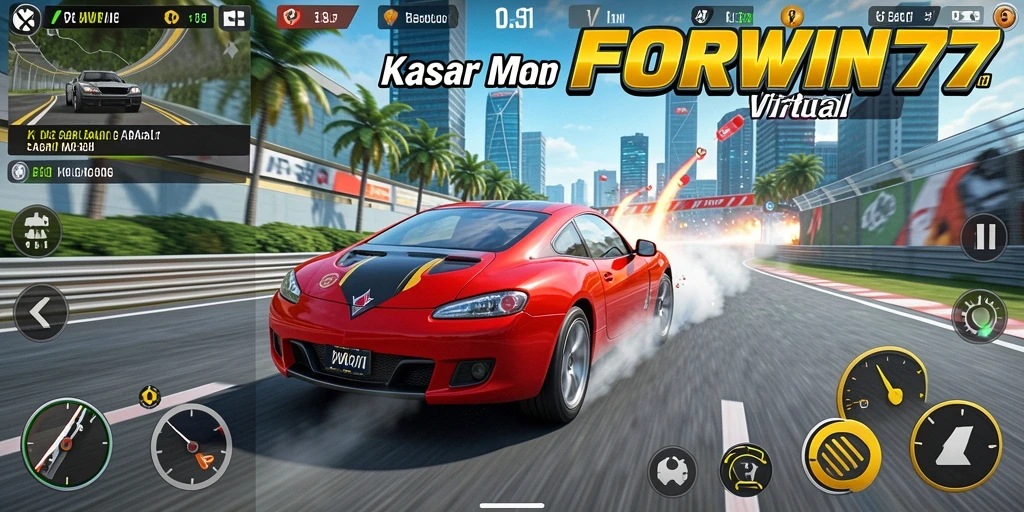Screenshot gameplay FORWIN77 dengan aksi balapan cepat.