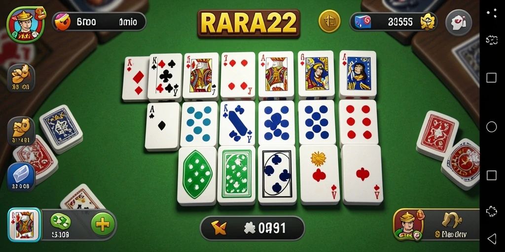 Tangkapan layar gameplay seru RARA22 yang menggambarkan momen intens dalam permainan Domino.